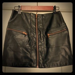 Vegan leather zip up skirt
